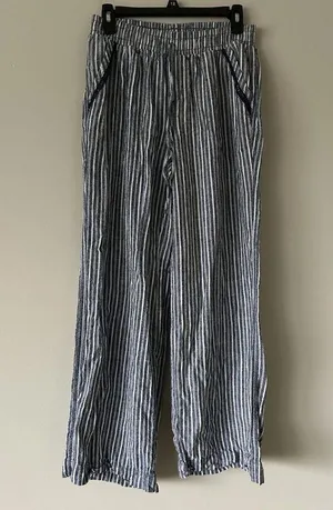 Briggs Linen Blend Striped Wide Leg Pants Size Medium Coastal Beachy Boho thumbnail 10