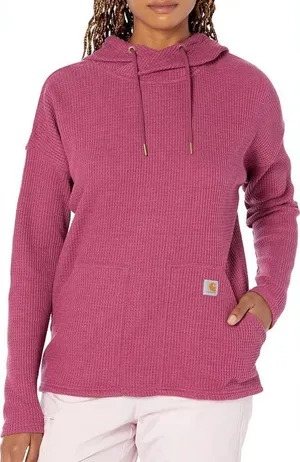 Carhartt Women's Relaxed Fit Heavyweight Long-Sleeve Hooded Thermal Shirt Sz XS thumbnail 1
