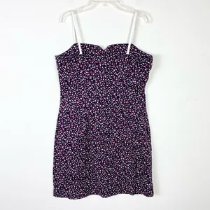 Vintage y2k Aqua Blues Pink & Black Polka Dot Sleeveless Bow Accent Mini Dress L thumbnail 5