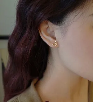 Small Tiny CZ Butterfly Stud for Women Gold thumbnail 5
