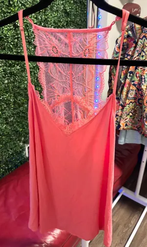 Gilligan & O'Malley Coral Lace-Back Sleep Cami and Shorts thumbnail 1