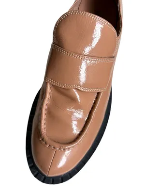 EUC Jeffrey Campbell Leather Librarian Loafers Tan Patent Size 9.5 thumbnail 6