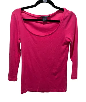 Ralph Lauren‎ Sport Pink Pima Cotton Lyocell Scoop Neck Long Sleeve Top Womens M thumbnail 1