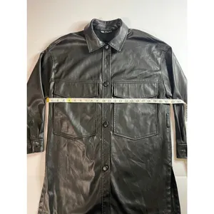 ZARA long Black Leather Jacket S thumbnail 8