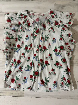 See By Chloe White Dita Floral Ruffle Tie-Neck Blouse thumbnail 3