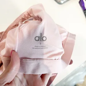 Alo Yoga Ribbed Cropped Butterfly Long Sleeve Tee Ballet Pink Small thumbnail 3