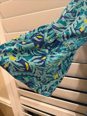 Lilly Pulitzer Teal Blue Floral Tie-Tassel Mini Dress thumbnail 3