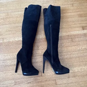 Pelle Moda Black Suede Over The Knee Platform Stiletto Boots Womens 7.5M thumbnail 5