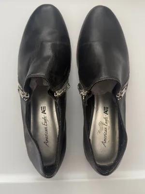 American Eagle Women's Black Leather Side-Zip Low Profile Ankle Shoes 8.5 thumbnail 3