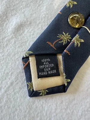 Tommy Bahama Mens Navy Blue Silk Tie Palm Tree Tropical Beach thumbnail 9