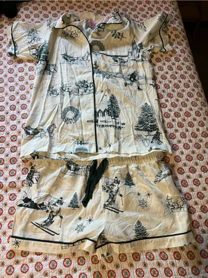 EUC Anthropologie Katie Kime Holiday Pajama Set size XL retails $128 thumbnail 1