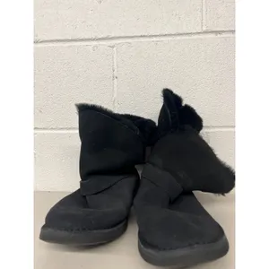UGG as is Sz 8 Syden Black Suede Sheepskin Cuffable Boots 1120702 buckle ankle thumbnail 4