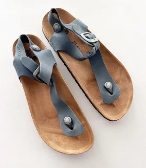 Grundland Thong Navy Leather Boho Minimalist Casual Everyday Sandals thumbnail 1