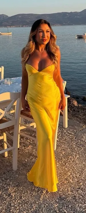 Zara golden Yellow Maxi satin corset bodycon formal Dress evening party wedding thumbnail 1