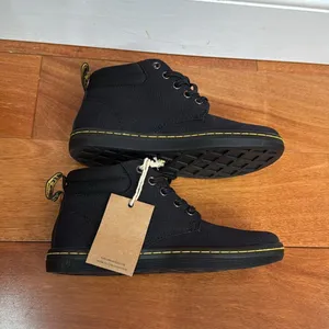 NWOB Dr.‎ Martens Black Canvas Boots with Yellow Stitching size 5 thumbnail 4