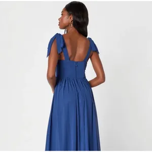 LULU'S Radiant Charisma Blue Chiffon Tie Striped Maxi Dress Size L‎ thumbnail 2