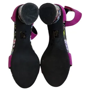 EUC Jeffrey Campbell Leather Purdy Heeled Sandals Magenta Floral Size 8 thumbnail 7