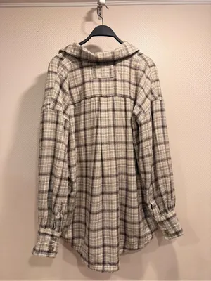 NWT We The Free Cream and Brown Plaid Button-Down Shirt Size XL thumbnail 4