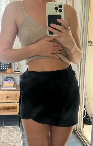 White Fox Black Wrap Skirt Boutique Waist Tie Mini thumbnail 1