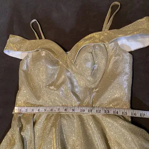 Women’s Off the Shoulder Short Gold Dress Corset Back Party Prom Size 12 NWOT thumbnail 7