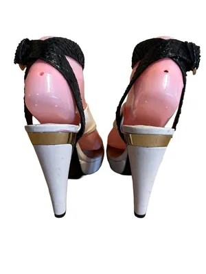 Barbara Bui Leather Black And Neutral Color Contrast Heels (40) thumbnail 3