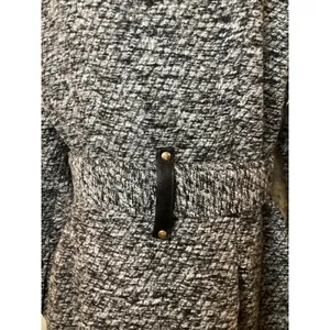 Yoki Womens Black White Boucle Knit Belted Trench Coat Jacket Size M JW2521 thumbnail 5