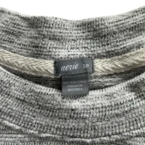 Aerie Oversized Long Sleeve Crew Neck Top Sweater Striped Size S Grey Layering thumbnail 6