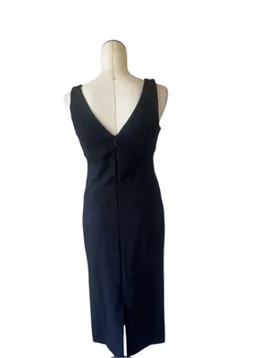 Spanx NWT $178 SPANXshape Ponte V-Neck Sleeveless Midi Dress Black Medium thumbnail 9