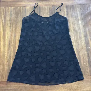 Victoria's Secret Black Sheer Nightie Slip Sexy Sz L Hearts thumbnail 2