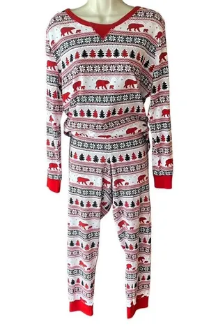 NWOT ~ WONDERSHOP 2 Pc. Bears Trees Snow Lounge Sleepwear Pajamas ~ Women's XL thumbnail 2
