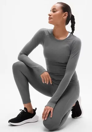 Athleta S Momentum Seamless Top Shadow Grey Small Regular Long Sleeve thumbnail 1