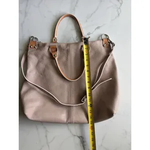 Pulicati Italian Leather Tote Bag Taupe Beige Convertible Crossbody Purse thumbnail 4
