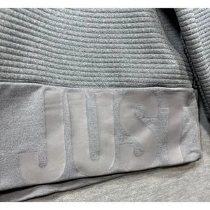 Nike‎ Dri Fit Gray Just Do It Sweatshirt Ribbed Texture Womens M Athleisure thumbnail 2