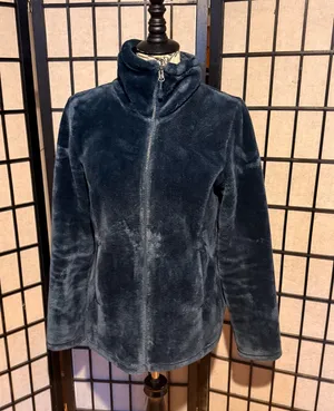 Cool Cozy Fuzzy soft winter faux fur zip mock teddy comfy warm Fleec Plush Storm Blue thumbnail 1