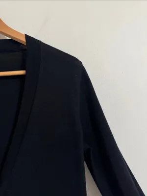 J.Crew V-neck Button-Down Black Merino Wool Longline Cardigan M thumbnail 4