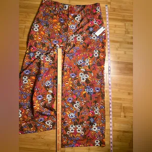 Anthropologie Maeve Floral Flower Power Wide Leg High Waist Crop Pants|Size:14 thumbnail 5