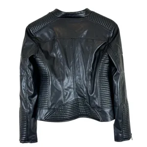 The Limited Moto Jacket Womens S Black Faux Leather Quilted Biker Gothic Punk thumbnail 4
