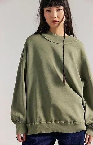 Free People Green Palm Springs Pullover oversized woman's size XS NWOT thumbnail 1