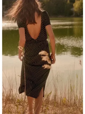 SEZANE Luce Dress ~ Black Ecru Polka Dots Small thumbnail 10