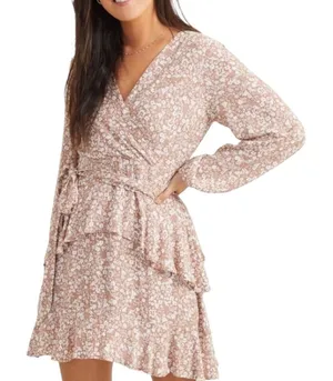 Altar'd State Mia Floral Print Dress Size L Cream/Mocha thumbnail 1