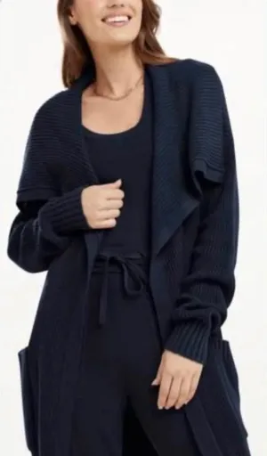 Splendid Talia Oversized Silk Blend Ribbed Cardigan Navy Blue RF1S920 Womens S‎ thumbnail 1