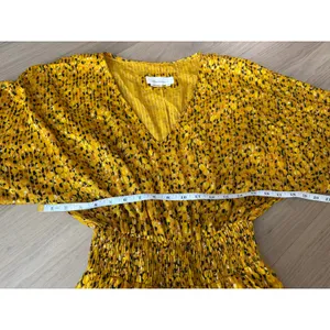 Anthropologie Yellow Floral Springtime Boho Party V-neck long Dress Size S thumbnail 11