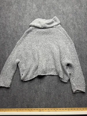 Free People Womens’s XS oversized Cozy Cropped Turtleneck Sweater Light Gray thumbnail 6