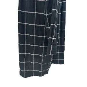 Madewell Collarless Shirtdress in Windowpane True Black‎ Size Medium thumbnail 8
