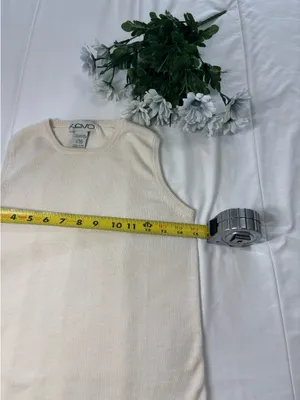 Kevo Vintage 90s Silk Cotton Knit Sweater Vest Top Cream White Small Quiet Luxury thumbnail 4