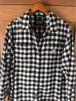 Carhartt Women’s Rugged Flex Loose Midweight Flannel Long Sleeve Plaid Shirt XL thumbnail 12