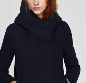 ZARA Wool Blend Wrap Collar Hood Coat thumbnail 3