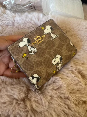 NWT Coach X Peanuts Snap Wallet In Signature Canvas With Snoopy Print CBN32 thumbnail 7