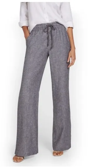 NWT Croft & Barrow heather grey linen straight leg relaxed pant size medium thumbnail 1