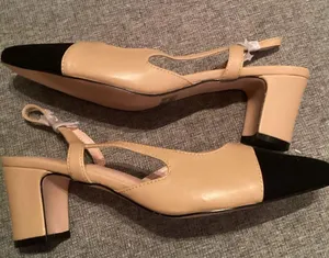NWOB Carcuume Women's Slingback Heels, Two Tone Sexy Casual Low Chunky Heels. thumbnail 7